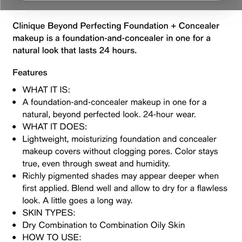Clinique Beyond Perfecting Foundation + Concealer — Warm Beige (Neutral Tan)